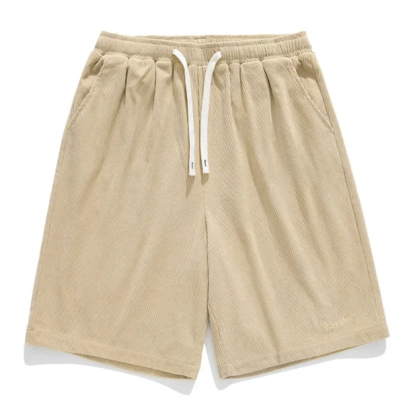 Corduroy Casual Shorts for Men in Summer New Trendy Gothic Letter Embroidery Loose Men - Image 4