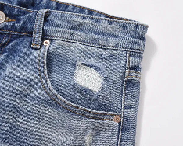 Autumn and Summer New Loose Wide-leg Korean Style Retro Shorts Jeans Men's Size - Image 5