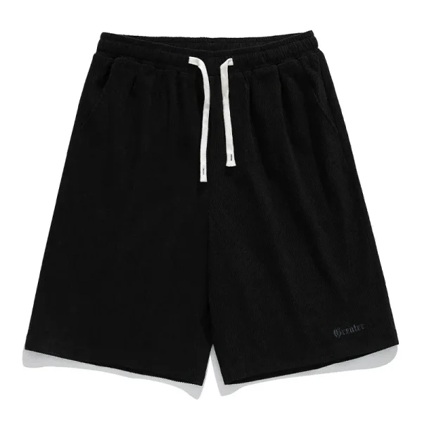 Corduroy Casual Shorts for Men in Summer New Trendy Gothic Letter Embroidery Loose Men
