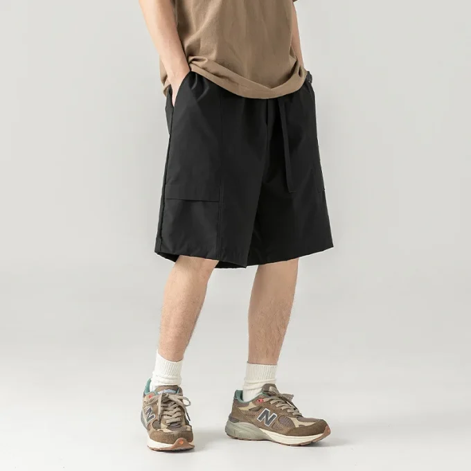 Buckle Belt Cargo Shorts Men's Summer Loose Five-point Pants Men's Size