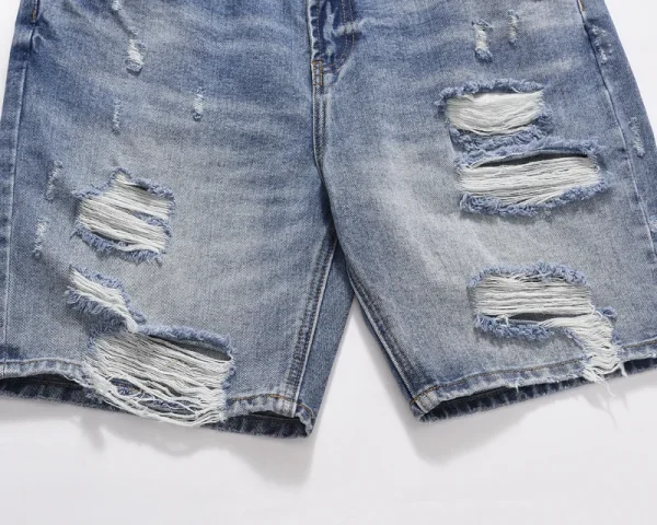 Autumn and Summer New Loose Wide-leg Korean Style Retro Shorts Jeans Men's Size - Image 6
