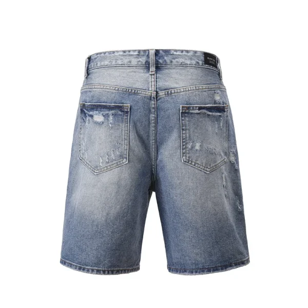 Autumn and Summer New Loose Wide-leg Korean Style Retro Shorts Jeans Men's Size - Image 2