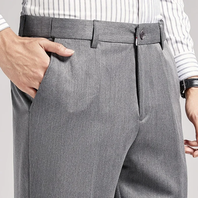 Casual Classic Cotton Soft Light Slim Fit Straight Men Dress Chino Khaki Trousers Pants