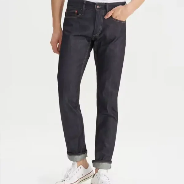 100% Cotton Raw Denim Selvedge Jeans for Men Vintage Woven Straight Jeans Low Moq Breathable Pants No Jeans NO Wash