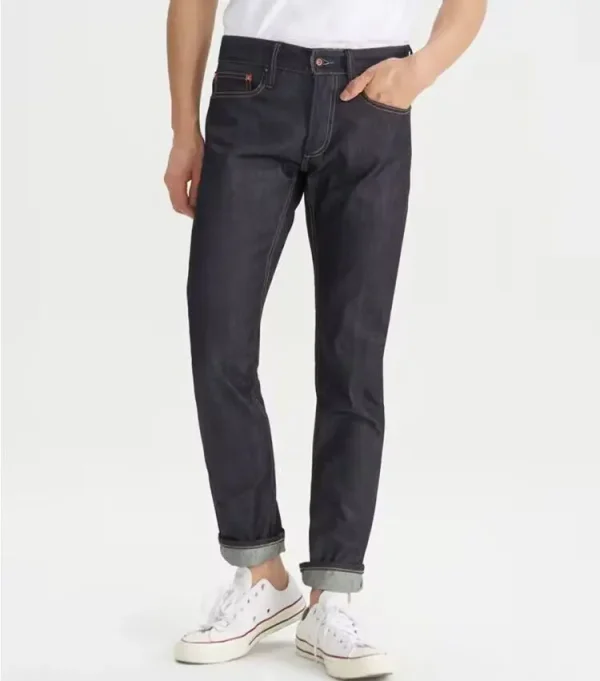 100% Cotton Raw Denim Selvedge Jeans for Men Vintage Woven Straight Jeans Low Moq Breathable Pants No Jeans NO Wash