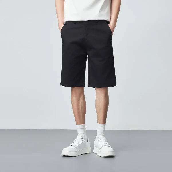 Men's Stretch Chino Shorts Summer Super Soft Cotton Twill Mid Weight Slim Fit Casual Solid Cargo Shorts - Image 3