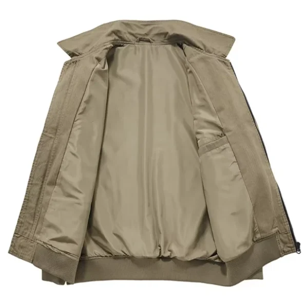 Autumn Spring Men's Vintage American Style Long Jacket Workwear Casual Coat Turn-Down Collar Pockets XL Zipper Washed Shearing