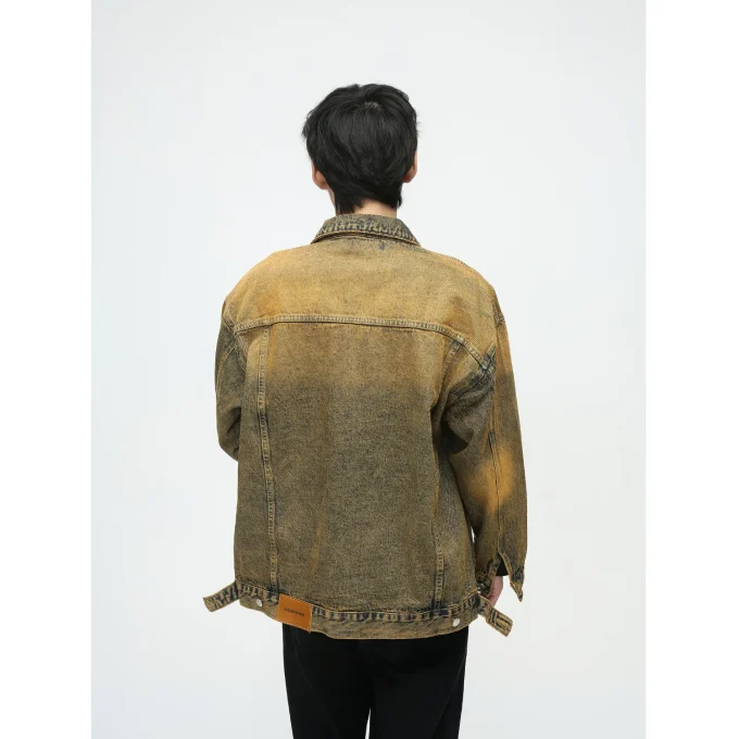 2025 Men's Fashion Autumn New American High Street Hip-Hop Style Washed Vintage Denim 100% Cotton Jacket - Image 3
