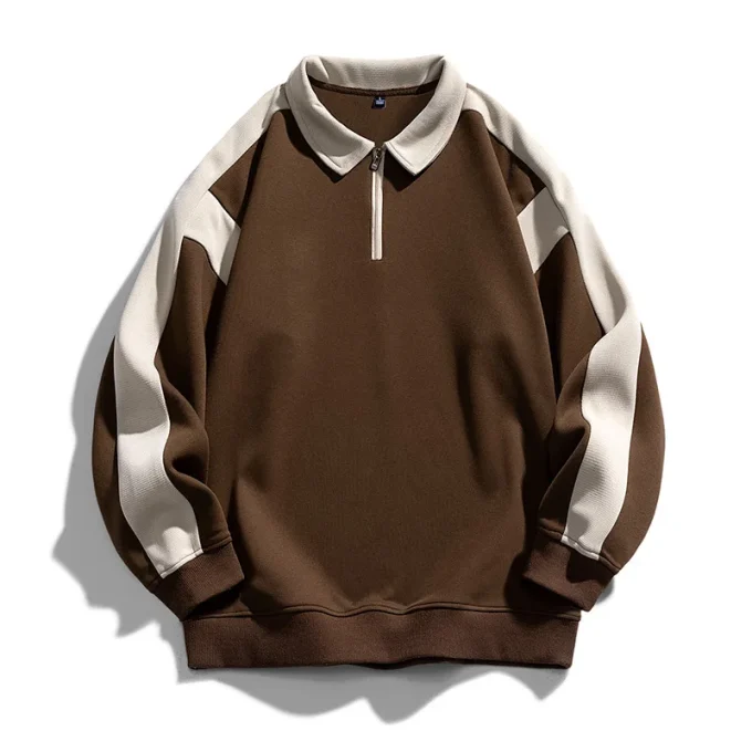 New Sustainable Pullover Half Zip Long Sleeve Oversized Sweatshirt for Men