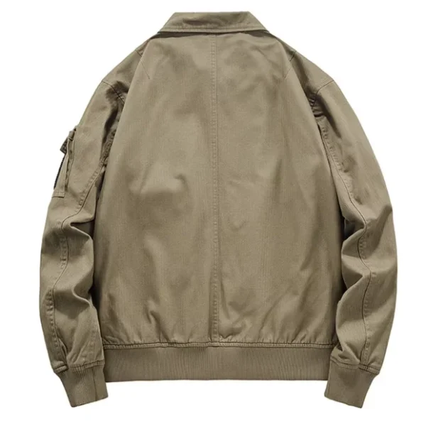 Autumn Spring Men's Vintage American Style Long Jacket Workwear Casual Coat Turn-Down Collar Pockets XL Zipper Washed Shearing