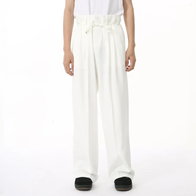 2025 Autumn New Men's Luxury Korean Casual Pants High-End Pure Color Draped Straight-leg Mid Trendy Loose Dress Pants - Image 3