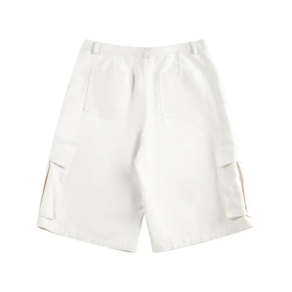 Men's Summer Vibe Trendy American Style Cargo Denim Shorts Solid Color Pleated Pocket Design Loose Casual Knee-Length Shorts - Image 4