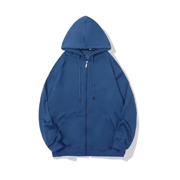 High Quality Metal Zipper Loose Oversized Hoodies Men Full Zip up Cotton Vintage Hoodies - Image 3