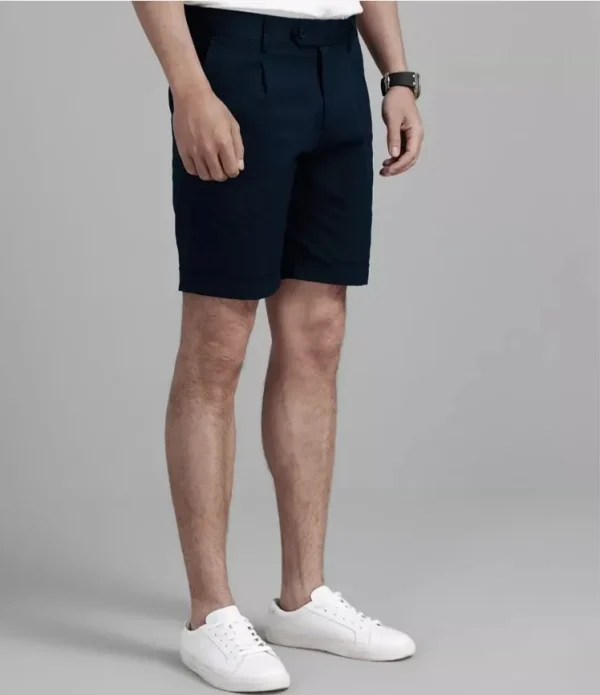 Men's Bermuda Shorts French Style Blank Navy Cotton Short Shorts - Image 3