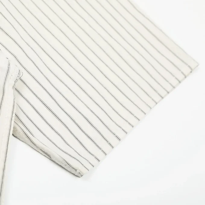 American Style Trendy Vertical Striped Embroidered Letter Men's 100% Cotton Short Sleeve Shirt Turn-down Collar Pocket Loose