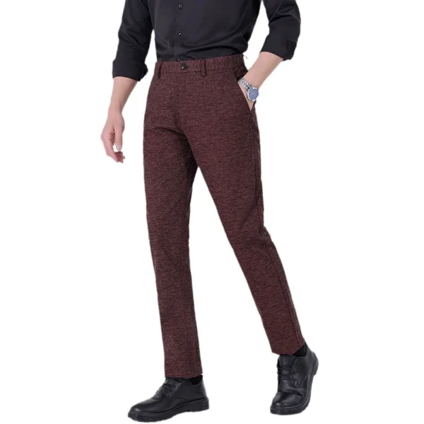 Autumn Men's Casual Stretch Pants Business-Style Cross-Border Exclusive Mid-Waist Loose Straight-Leg Classy Fashion Light Wash - Image 5