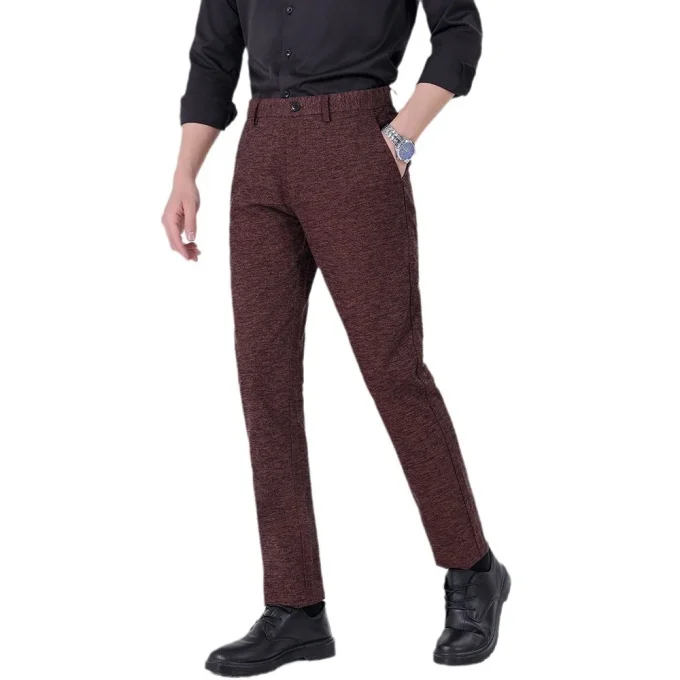 Autumn Men's Casual Stretch Pants Business-Style Cross-Border Exclusive Mid-Waist Loose Straight-Leg Classy Fashion Light Wash