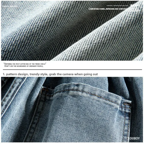 2025 Summer Men's Fashion Mid-Length Cargo Denim Shorts New Elastic Waist Cool Hip Hop Breathable Loose for College Students - Image 4