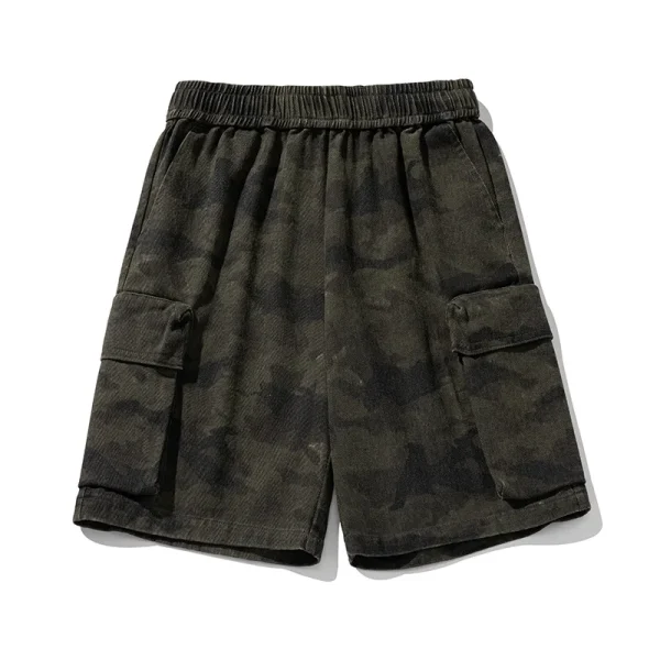 Vintage Summer Style Men's Camouflage Cargo Shorts 100% Cotton Large Pockets Five-Point Casual Outdoor Sports Shorts Drawstring - Image 6