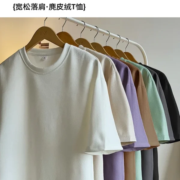 Manufacturing Screen Print Embroidery DTG Blank Cotton Oversize Plain Suede Thick Heavy Unisex T-shirt for Men