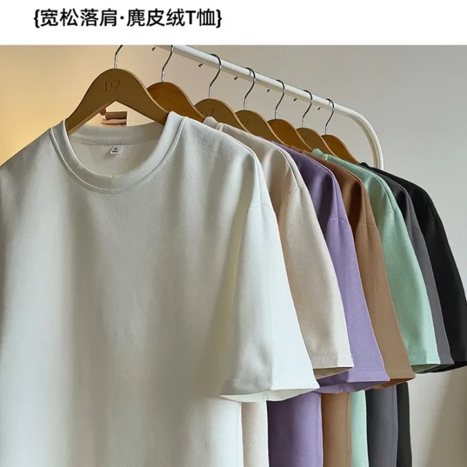 Manufacturing Screen Print Embroidery DTG Blank Cotton Oversize Plain Suede Thick Heavy Unisex T-shirt for Men