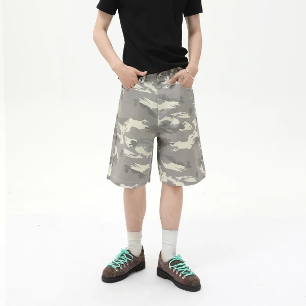 2025 Men's Summer  Camouflage Shorts Loose Wide-Leg Casual Denim Shorts Versatile Washed - Image 5