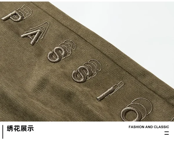 3D Embroidered Nylon Track Trousers Men's Corduroy Pants - Image 3