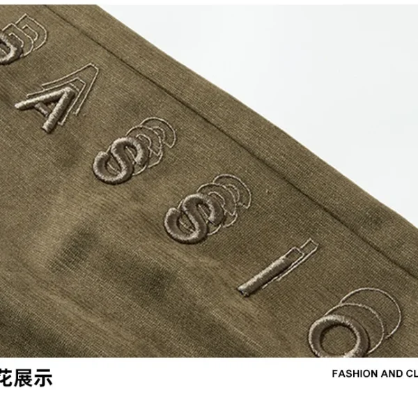 3D Embroidered Nylon Track Trousers Men's Corduroy Pants