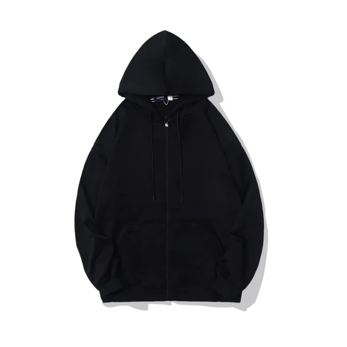 High Quality Metal Zipper Loose Oversized Hoodies Men Full Zip up Cotton Vintage Hoodies