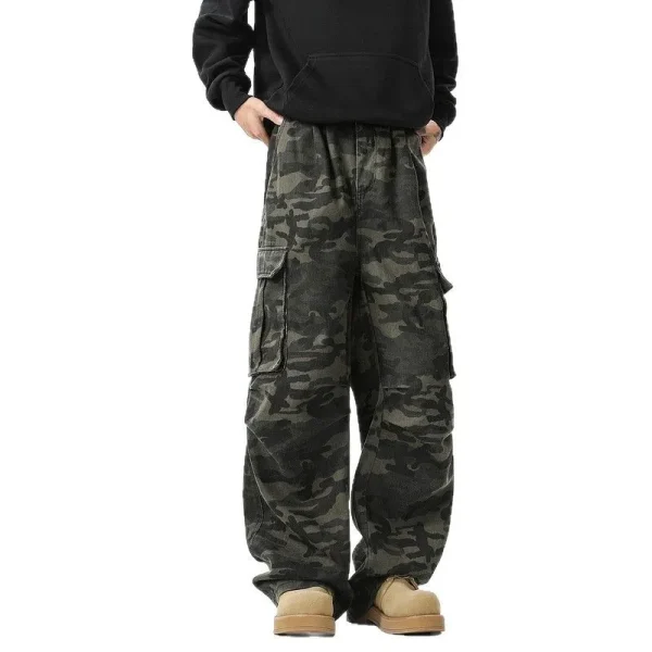 American Retro High Street Men's Women's Camouflage Cargo Pants Multi-Flap Pocket New Trendy Straight Casual Versatile - Image 5