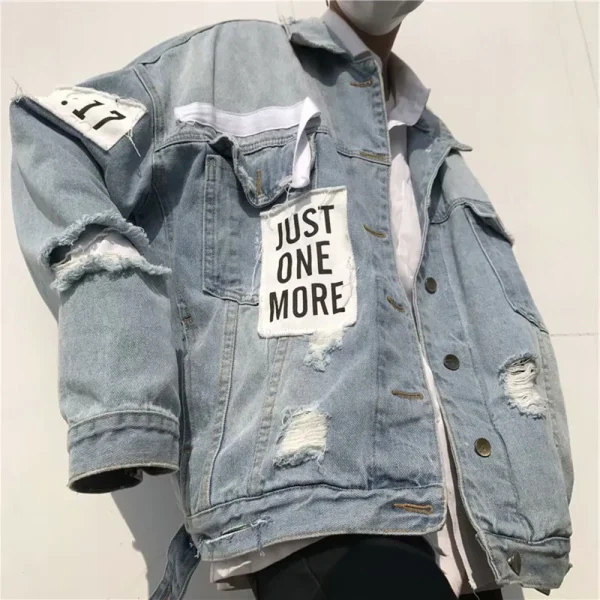 2025 Fashion Men Jeans Jackets Tops Long Sleeve Denim Coat Vintage Ripped for Men Clothing Fabric Denim Knitte3