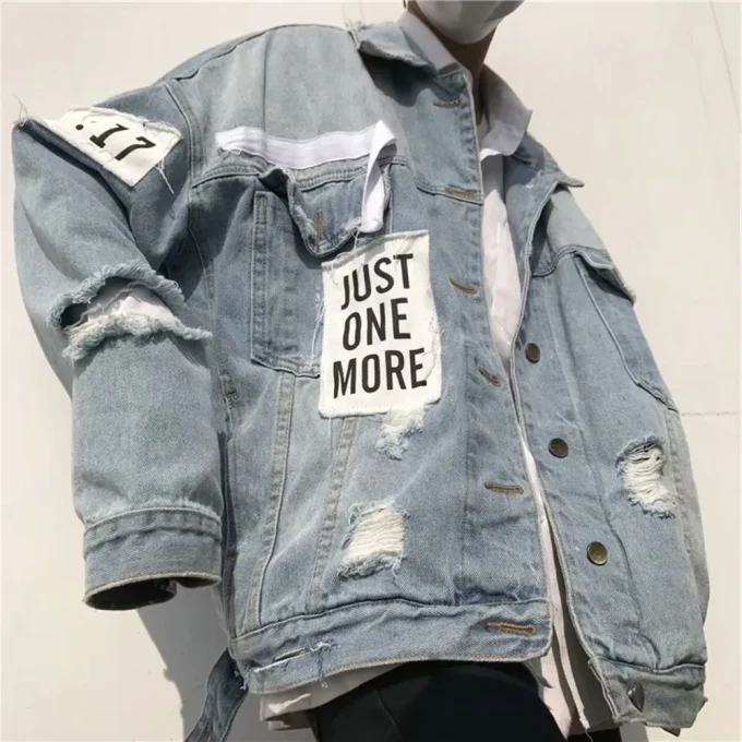 2025 Fashion Men Jeans Jackets Tops Long Sleeve Denim Coat Vintage Ripped for Men Clothing Fabric Denim Knitte3