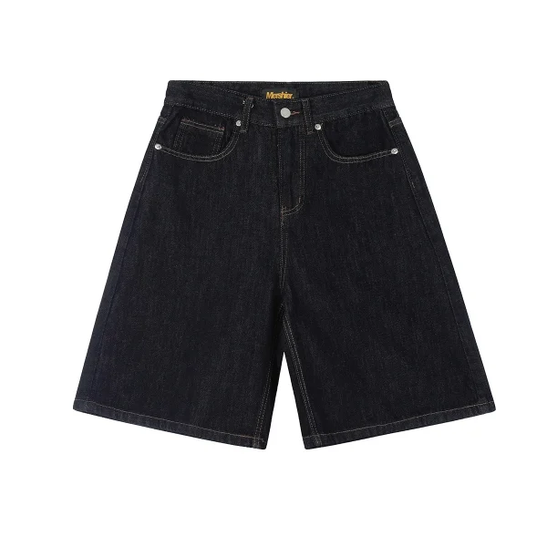 2025 Men's Washed Distressed Denim Shorts Mid Waist Straight Loose Pants for Summer  Denim Shorts Men - Image 3
