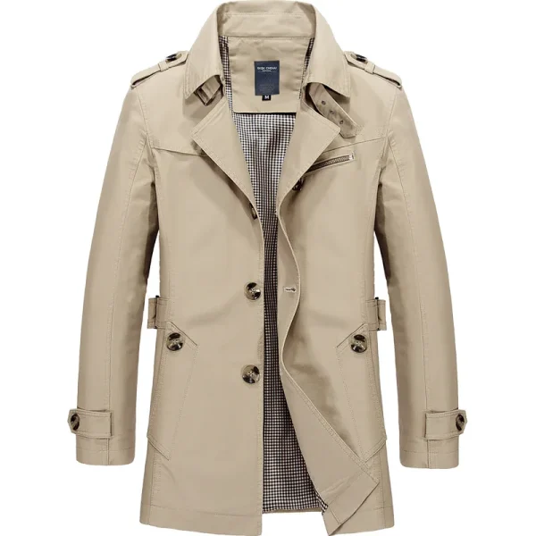 Durability Jackets Safarwhiteerwear Mring in Army Green Canvas Fabric Men Casual Woven Long Jacket for Men Long Coats - Image 2