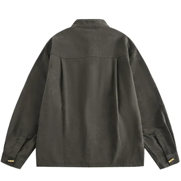 Unisex Vintage Long Sleeve Work Shirt New Ethnic Retro Button Collar Loose Tang Suit Zhongshan Suit Unisex Vintage Long - Image 2