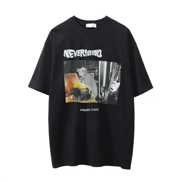 Design High Street Vintage Men T Shirt Letter Short Sleeve  T-shirt Cotton Casual and Simple Men's T-Shirt - Image 2