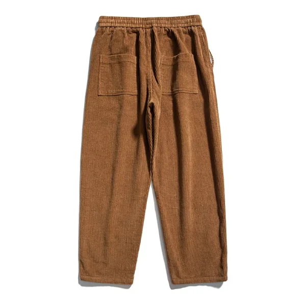 100% Cotton Front Pleat Relaxed Fit Corduroy Chino Pants for Men