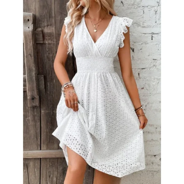 2025  Hot-Selling New Multicolor In-Stock European American Summer Ruffle Sleeve Casual Chic Chiffon - Image 6