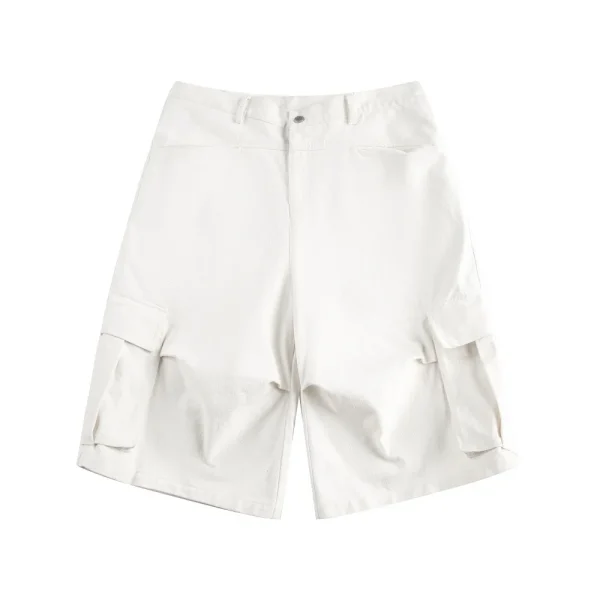 Men's Summer Vibe Trendy American Style Cargo Denim Shorts Solid Color Pleated Pocket Design Loose Casual Knee-Length Shorts - Image 3