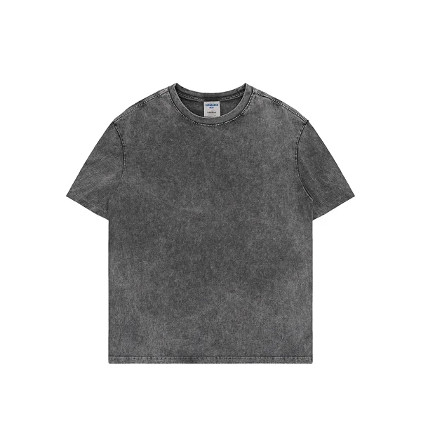 Heavy Weight Acid Wash T Shirt Streetwear Hip Hop Stone 100% Cotton Oversized Vintage T-shirt Clothing for Men - Image 5