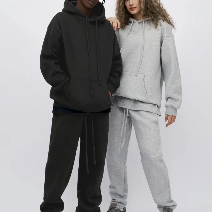 Clothing Blank Quality Cropped Boxy Fit Hoodie and Jogger Men Heavyweight Oversized Tracksuit for Men