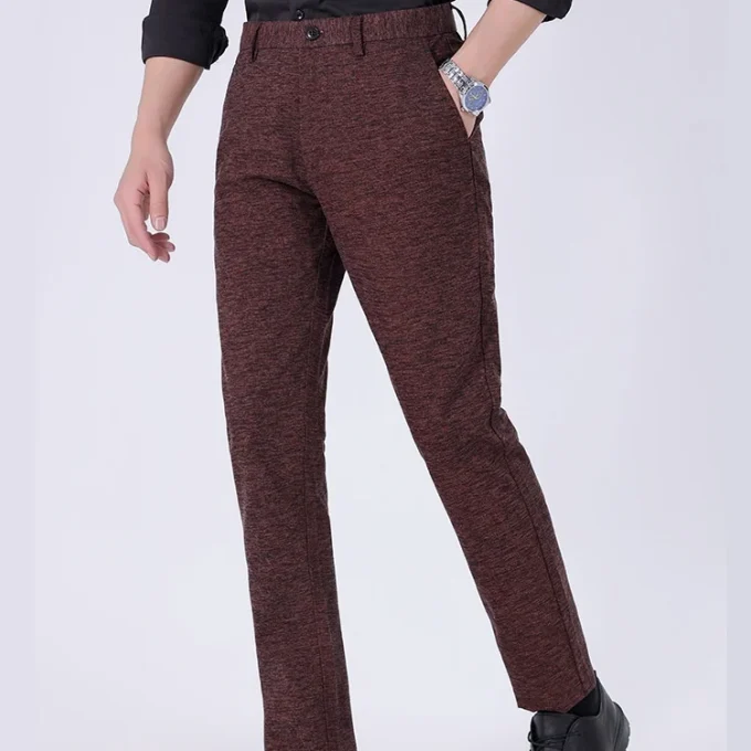 Autumn Men's Casual Stretch Pants Business-Style Cross-Border Exclusive Mid-Waist Loose Straight-Leg Classy Fashion Light Wash