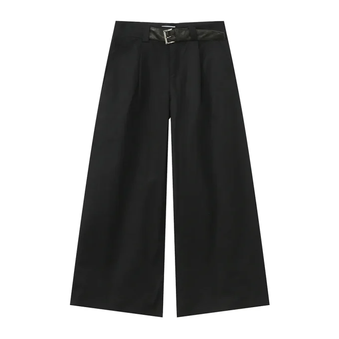 2025 Men's Casual Clothing Belt Buckle Design High-End Pure Color Lightweight Loose Draped Flat Floor-Length