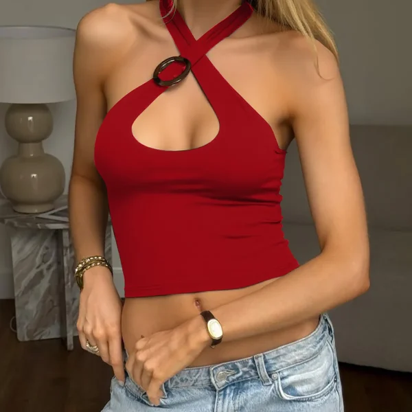 New European American Style Sexy Girl Cut Cross Backless Lace Camisole - Image 6