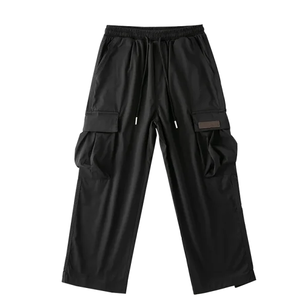 Autumn Men'S Cargo Pants Loose Wide Leg Casual Trousers for Men Black Khaki Drawstring School Male Clothes Streetwear - Image 6