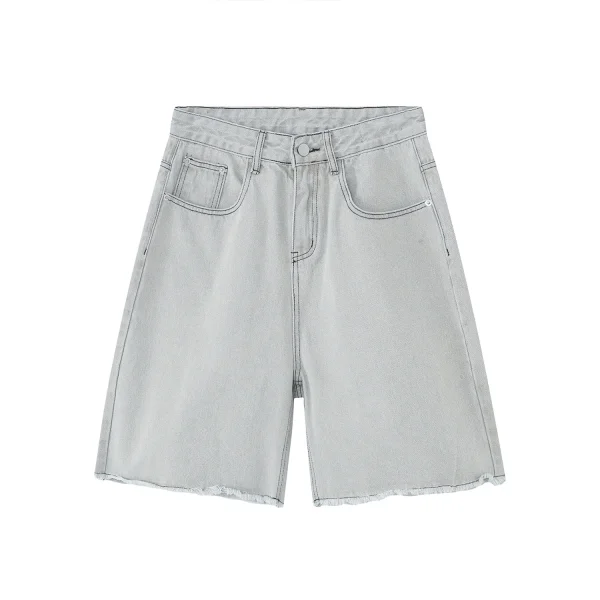 Autumn and Summer New Loose Wide-leg Korean Style Retro Shorts Jeans Men's Size