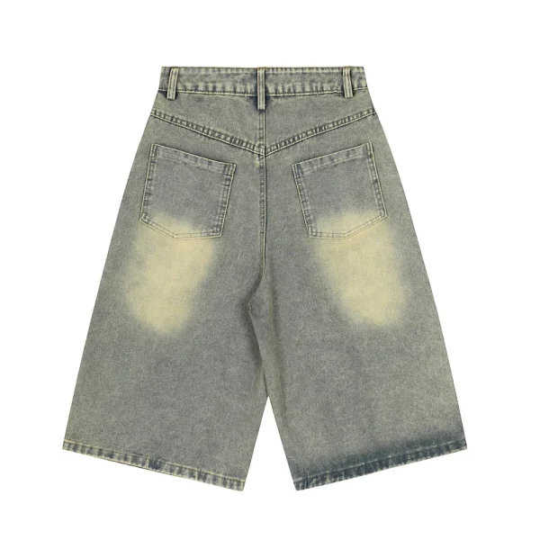 High Quality Summer Blue Raw Edges Hem Denim Shorts Men Jean Shorts Casual Clean Fit Baggy Jorts