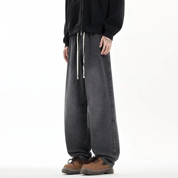 2025 Autumn Winter Men's Trendy Straight-Leg Long Pants New Machete Loose American Starry Sky Pattern Jeans Hip Hop Style Cotton - Image 3