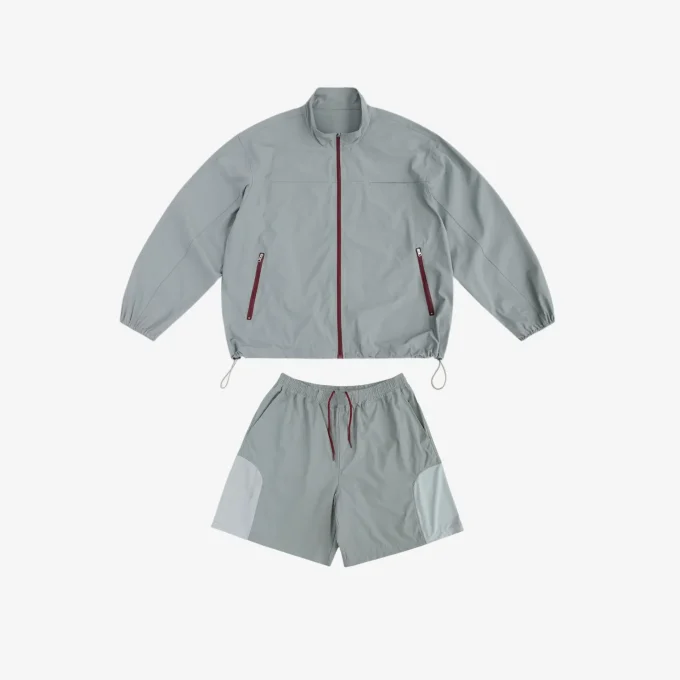 Mountain Series Lightweight Stand-Up Collar Sun Protection Nylon Jacket Shorts Sets for Men Women Cool Skin Outdoor Silhouette