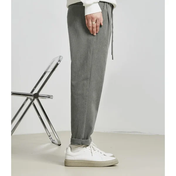 Cropped Design 100% Polyester Blank Mens Corduroy Pants With Stretch Waist